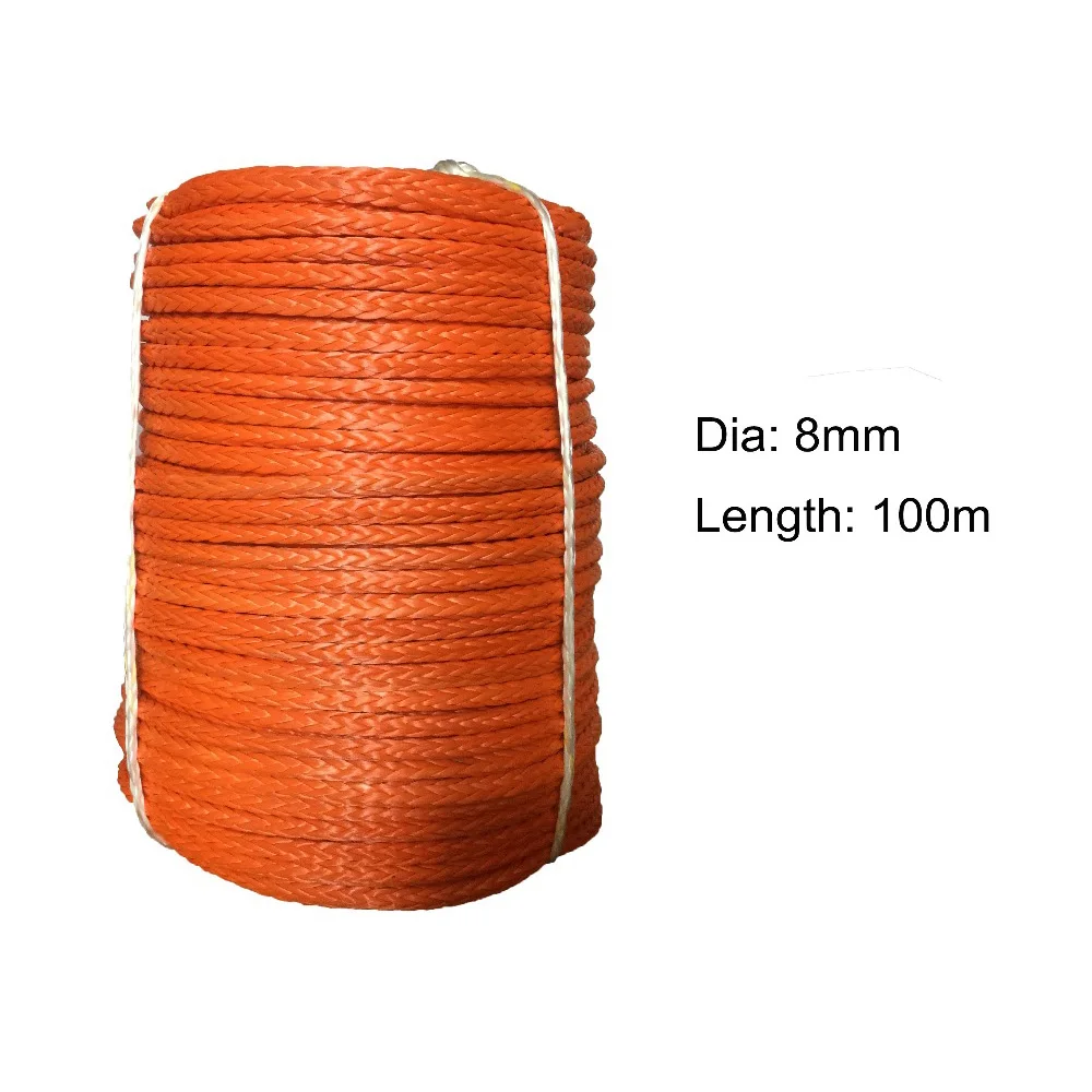 Free Shipping 8mm*100m Synthetic Winch Line Uhmwpe Fiber Rope For 4wd