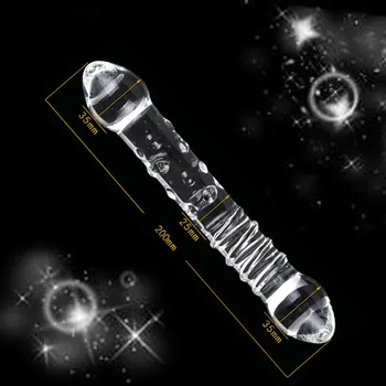 New Huge Double Head Crystal Glass Dildo Fake Penis Sex Toys Anal Butt Plug Vagina Clit Stimulator Female Gay Male Masturbation 3