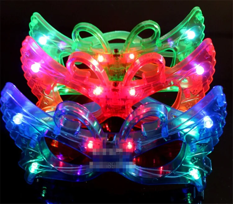 12pcs/lot LED Butterfly Glasses Laser Flashing Glasses Light Party Glow Mask Christmas Halloween Gift Glow Blinking Glasses