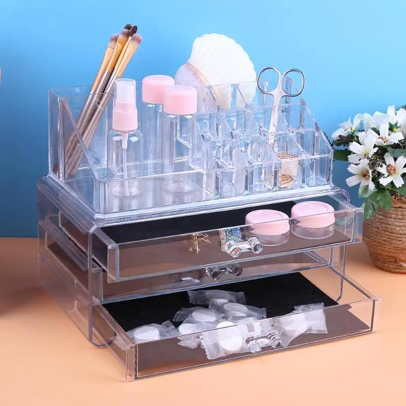 

NEW Makeup Organizer Storage Box Acrylic Cosmetic Tool Organizer Jewelry Organizer Makeup Storage 1/2 layer Drawers Case