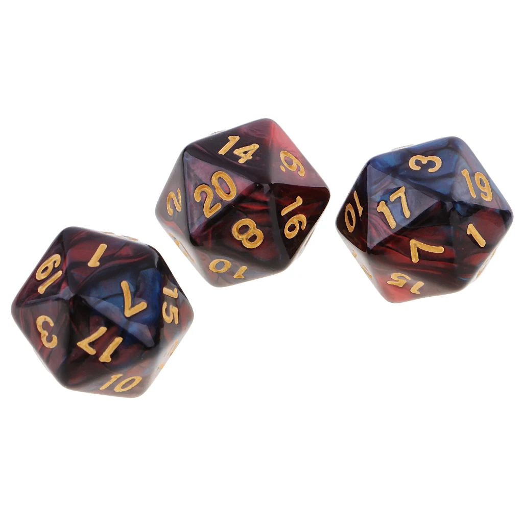 10pcs 20 Sided Dice D20 Polyhedral Dice Fits for Party Games Red Blue 