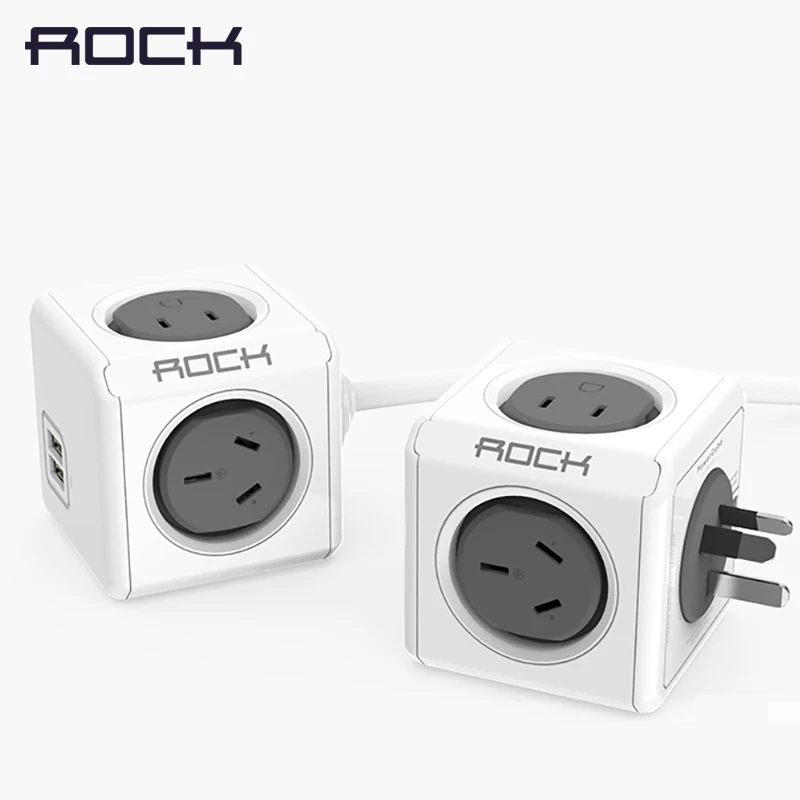 

ROCK Phone Charger Four Power Plug Dual USB Port Charger Socket for iPhone/ Samsun Tablets with USB Cable