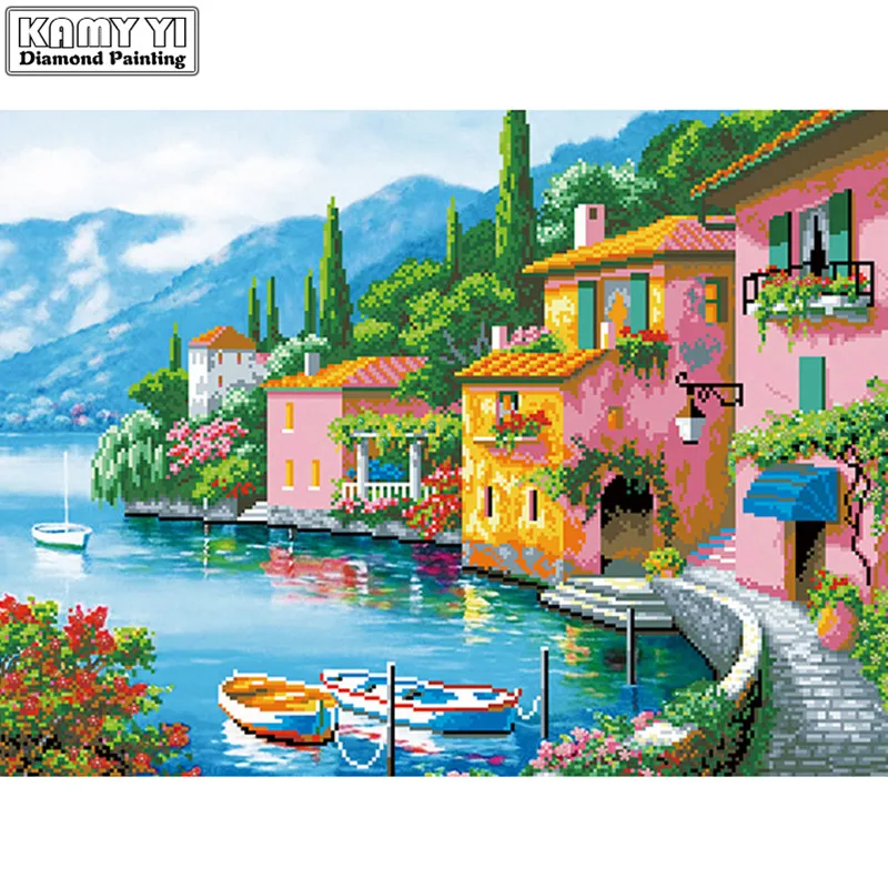 

Full Square drill 5D DIY Diamond painting Town Embroidery Mosaic Cross Stitch Rhinestone decoration HYY