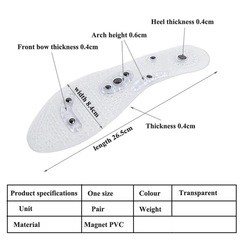 Магнитная терапия, стельки для массажа здоровья, прозрачные силиконовые, Анти-усталость, уход за подошвой для массажа ног, для мужчин и женщин, медицинские