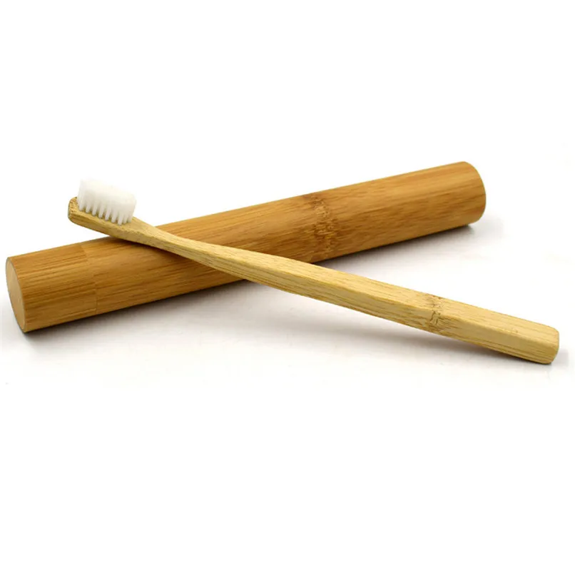 Коробка для хранения зубных щеток портативная зубная щетка из натурального бамбука чехол трубка для путешествий Экологичная ручная работа#2Y23 - Цвет: Brown