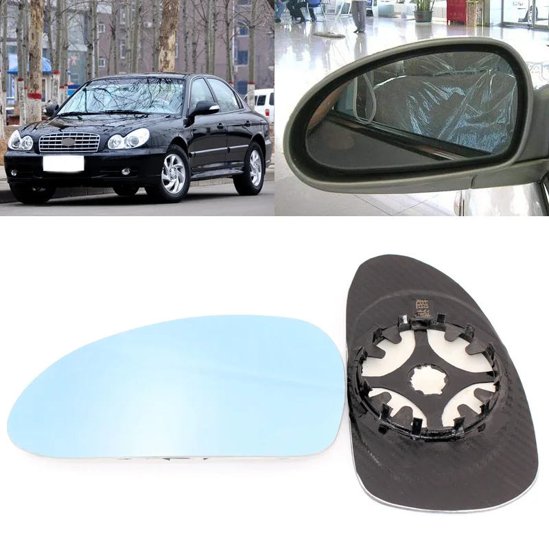 Зеркало бокового вида для Hyundai Sonata 2003-2010 синее стекло с подогревом основания 1