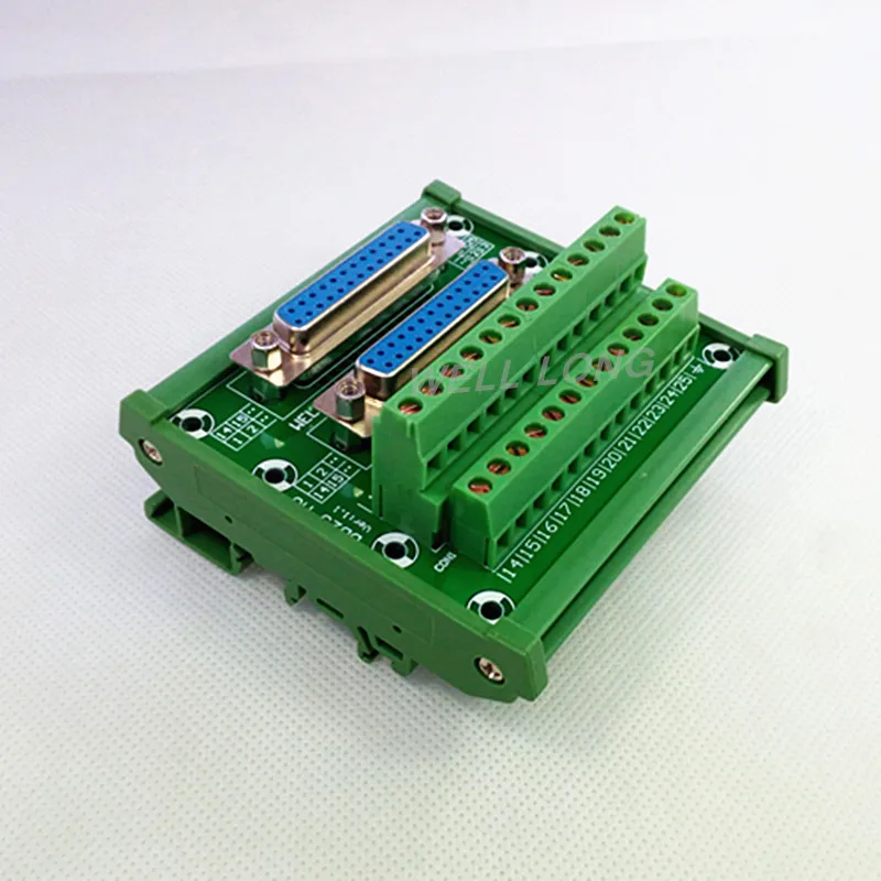 D-SUB DB25 DIN Rail Mount Interface Module, Double Female Header Breakout Board, Terminal Block, Connector. D-SUB DB25 DIN Rail Mount Interface Module, Double Female Header Breakout Board, Terminal Block, Connector.