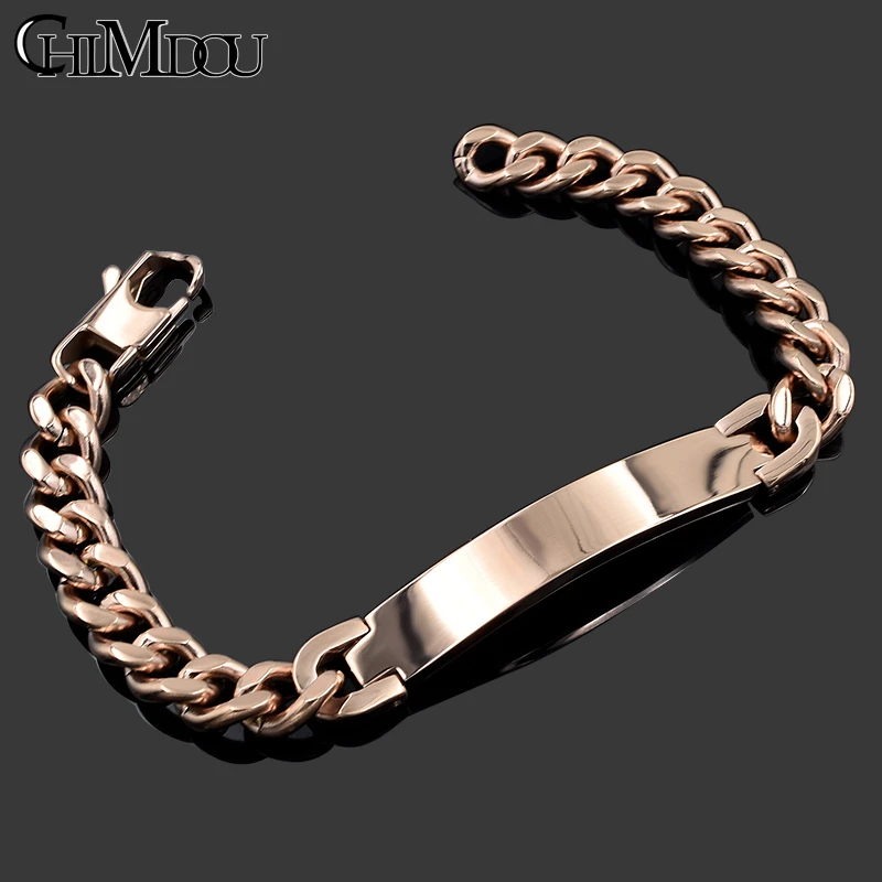 

Christmas Gift! ! Fashion Stainless Steel ID Bracelet Men Charm Jewelry Chain Cuff Wholesale,6 Colors To Choose From,AB035