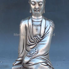 12 Тибет Буддизм Бронза Серебро Сокровище инь Гуань Инь Богиня Статуя Будды