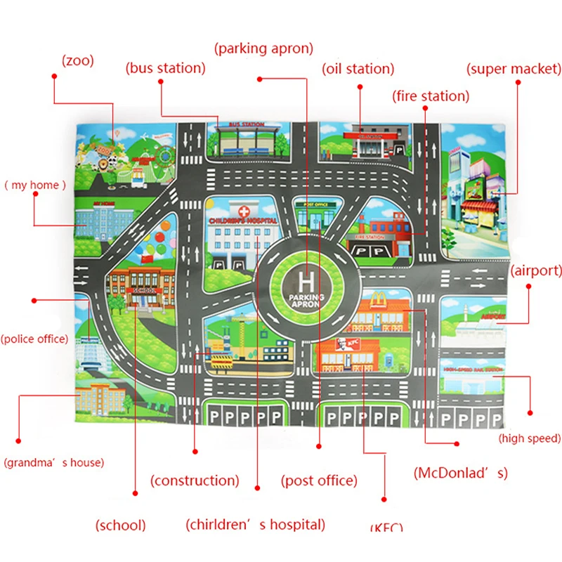 Детские игрушки дорожный паркинг карта Английский город паркинг карта детский игровой коврик Детский ковер