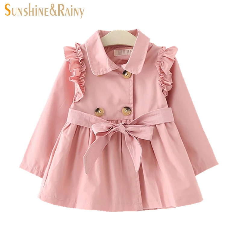 

Sunshine & Rainy Baby Girls Jackets Spring Autumn Solid Cotton Coat Windbreaker For Girls Toddler Kids Casual Outerwear 1-4Y