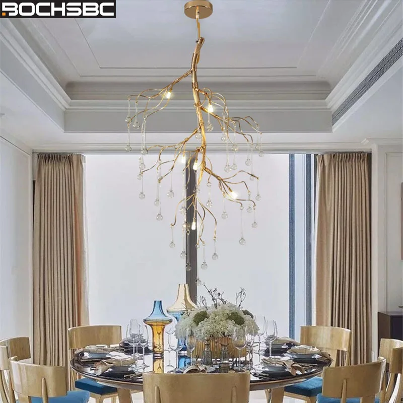 

BOCHSBC Tree Branch Design Crystal Chandeliers for Living Room Bedroom Dining Room Art Deco LED Hanging Lamp Lighting Fixtures