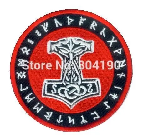 

3" THORS HAMMER MJOLNIR PATCH MOVIE BIKER SKINHEAD ODINIST THOR ISD LOKI VIKING ODIN MC BIKER VEST PATCH BACK OF JACKET APPLIQUE