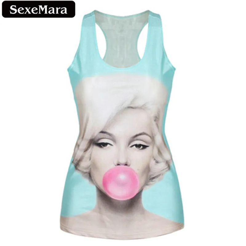 

New Women 2018 Marilyn Monroe 3D Printed Tank Tops Harajuku Summer Fashion Vest Top Girls Sexy Fitness All-Match Camisole F51