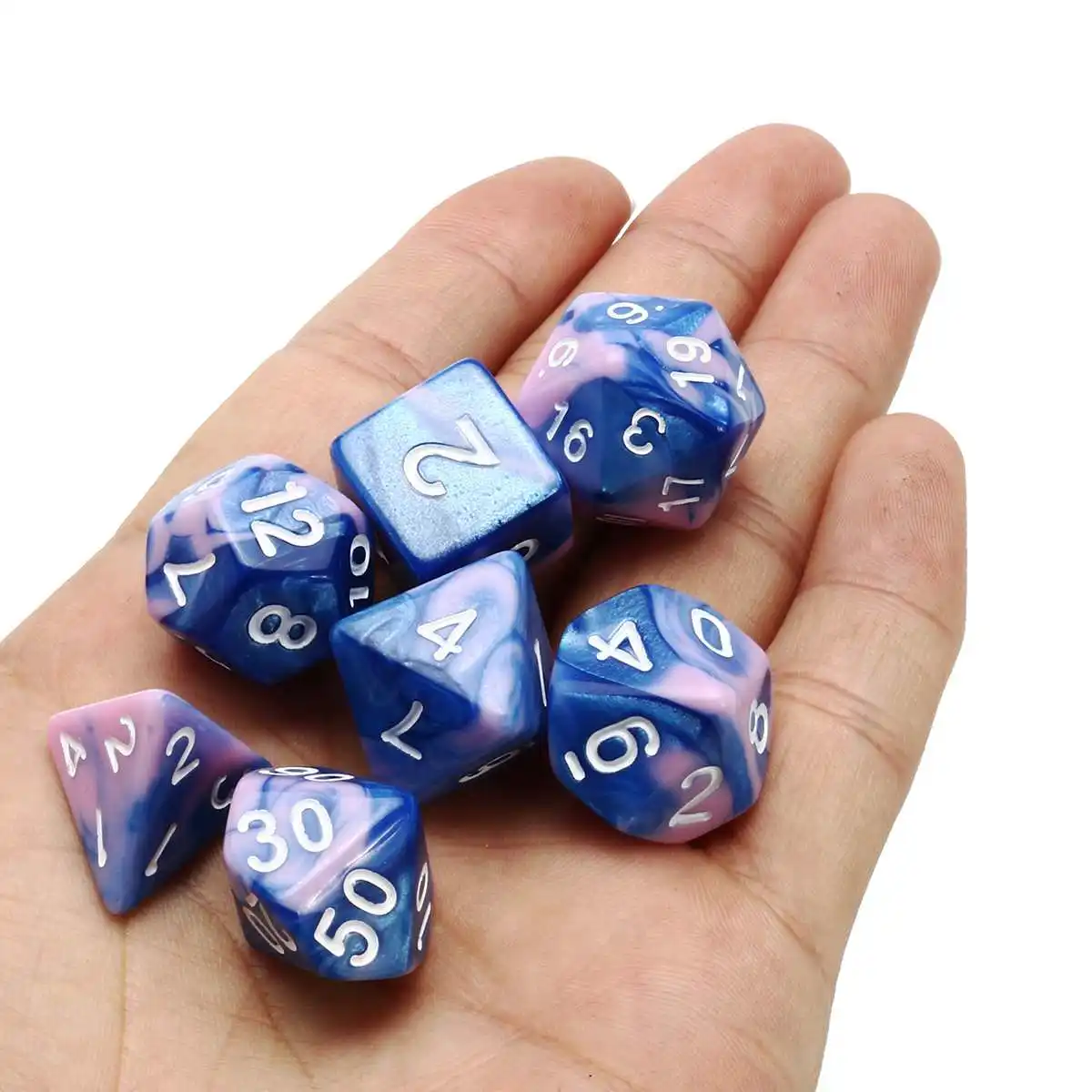 7Pcs/Set Acrylic Pink Polyhedral Dice For DND RPG MTG Role Playing Game With Black Colth Bag Entertainment Number Dices Fun New