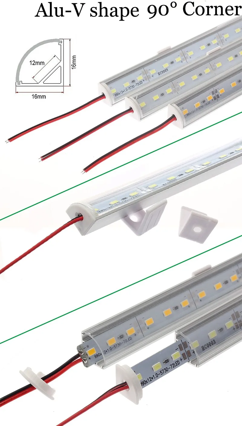 5 шт.* 50 см V алюминиевый профиль DC12V настенный угловой СВЕТОДИОДНЫЙ светильник 5730 36 светодиодный V образный Угловой светодиодный жесткий линейный светильник лампа для шкафа