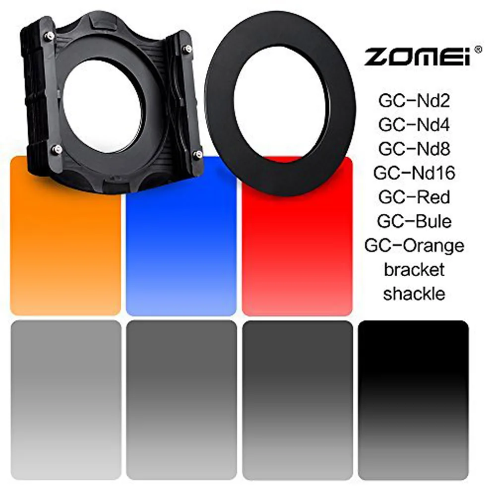 

Zomei 9 in1 Square Z-PRO Series Filter Holder Support + Adapter Ring+Gradual grey ND2 ND4 ND8 ND16 +Gradual (bule red Orange)