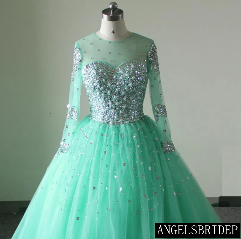 ANGELSBRIDEP Vestidos De 15 Anos Ball Gown Quinceanera DressesTulle With Crystal Lace Up Back Floor Length Sweet 16 Dress