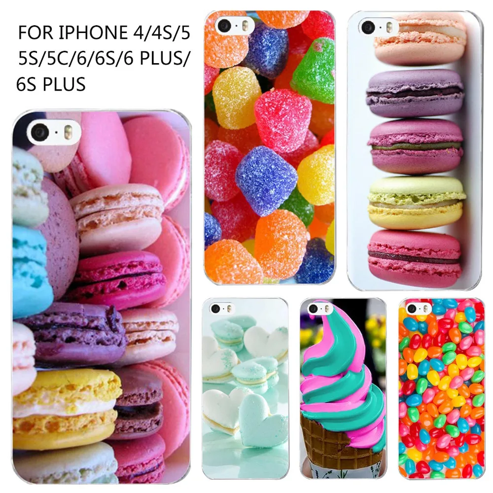 Phone Case For iPhone 4 4s 5 5s SE 6 6s Fashion Hard Plastic Colorful Dessert Ice Cream Macarons Styles Hard Cover