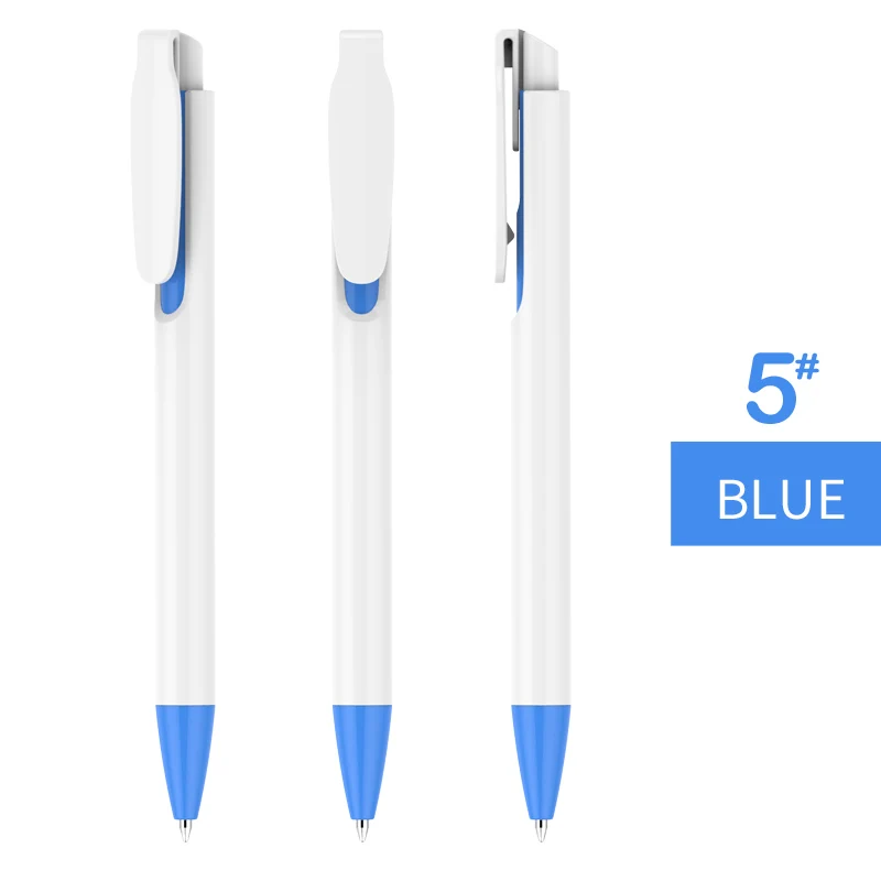 200 шт./партия на заказ Печать клик действие пластиковые шариковые ручки для письма рекламные ручки - Цвет: Blue(white)