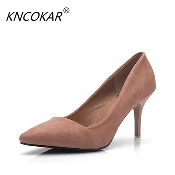 

Low help shoes New suede noodles for 2017 8 cm heel high fashion trend summer breathable shallow-mouthed women single shoes