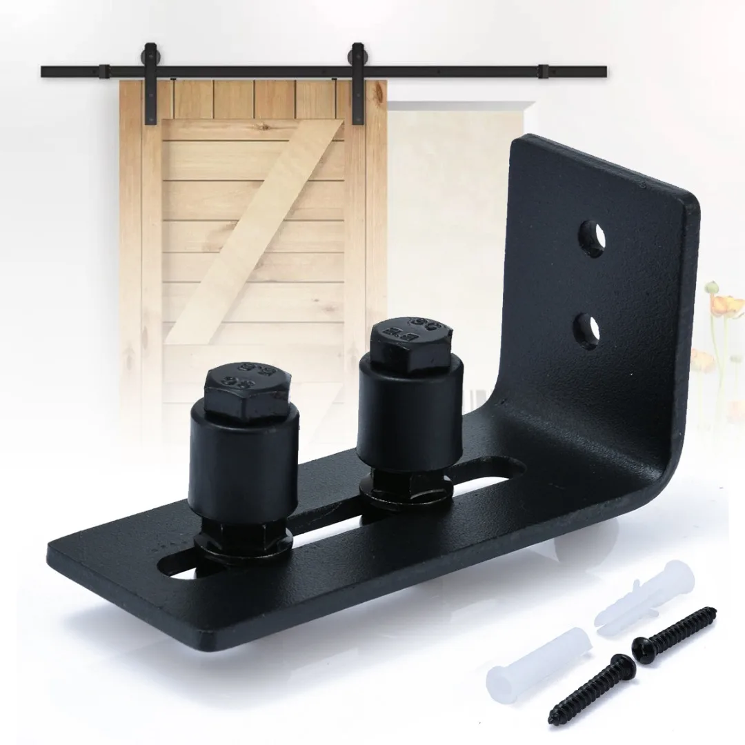 Multifunction Black Bottom Wall Mount Floor Guide Sliding Barn Door Hardware With Adjustable Screws For Door hardware Mayitr