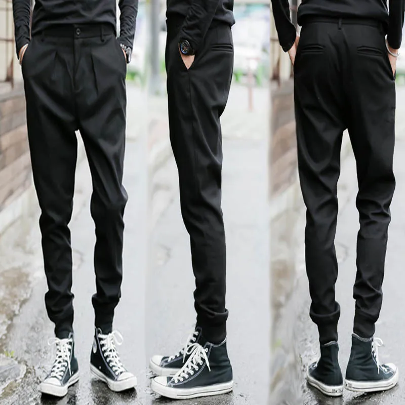 27 44 ! men's plus size Non mainstream personality slim skinny pants boot cut jeans taper casual