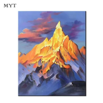 

MYT Modern Artist Hand-painted Abstract Line Abstract Color Building Canvas GrayOil Painting Wall Picture Living Room Bedroom