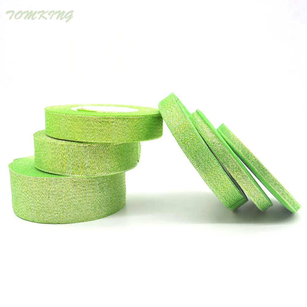 

Brand high quality 6mm/10mm/15mm/20mm/25mm/40mm green Glitter ribbon for wedding craft bow gift decoration Wrapping Riband DIY