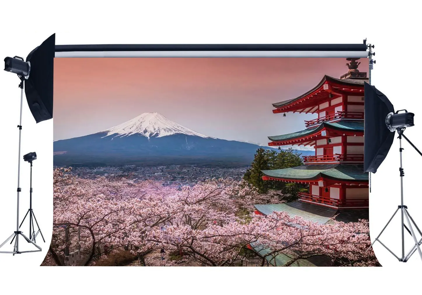 

Mount Fuji Japan Backdrop Fresh Cherry Blossom Backdrops Japanese Architecture Famous Red Castle Photography Background