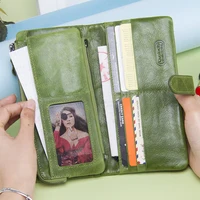 Contact's New Genuine Leather Wallet Fashion Coin Purse For Ladies Women Long Clutch Wallets With Cell Phone Bags Card Holder - Image 4