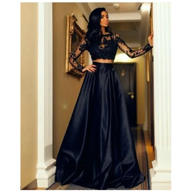

New Fashion Long Skirt 2pcs Sexy Women Elegant Formal Prom Long Skirt Evening Party Lace Tops Long Maxi Gown Skirt Hot