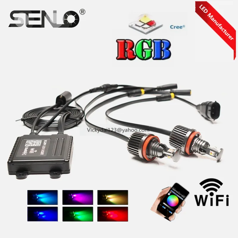  Million colors changing wifi RGB E92 H8 LED angel eyes led marker lights canbus forBMW X5 E70 X6 E7 - 32577584691
