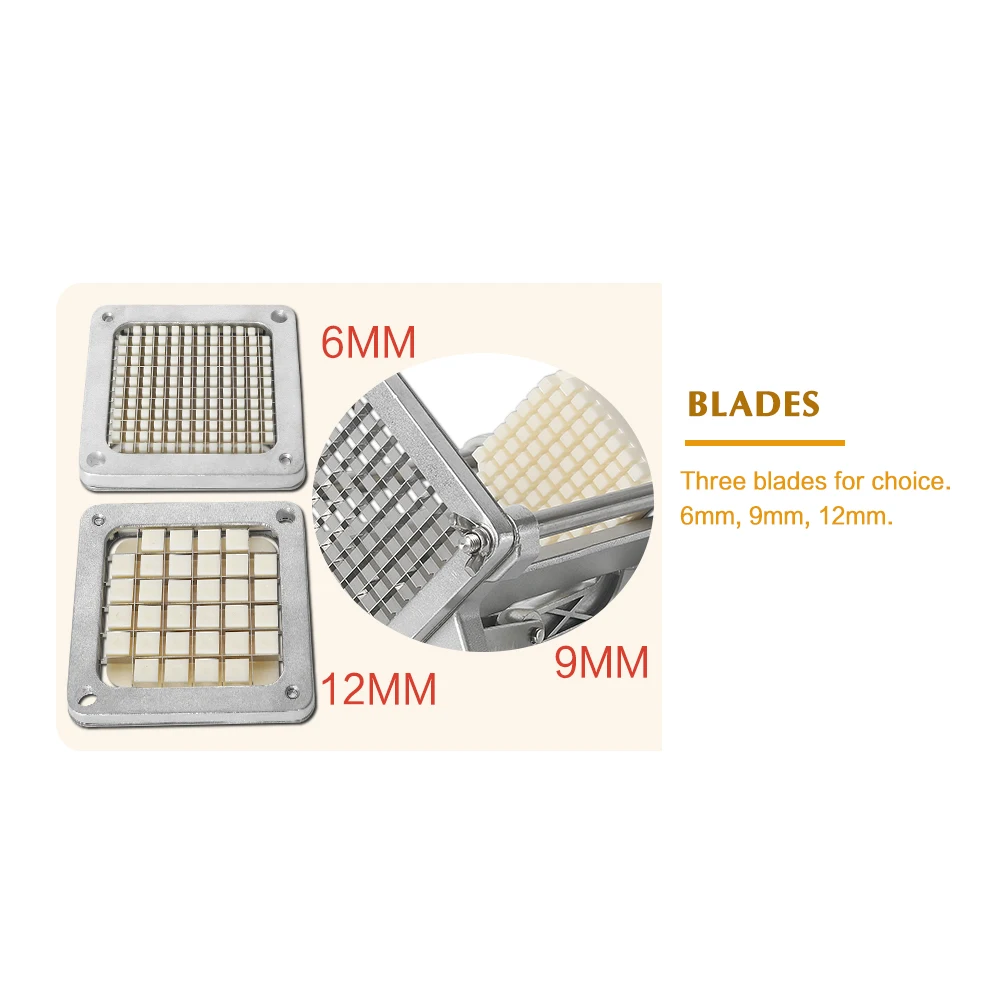  Manual Potato Machine French Fry Cutters Potato Chip Carrot Slicers Cutter 6/9/12mm Blade Aluminum  - 32970741727