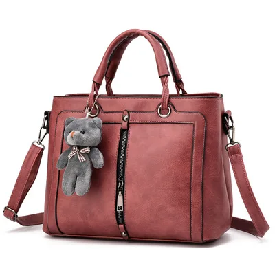 

medium large capacity ladies totes zipper bear strap thread shopping office women crossbody shoulder bag handbags