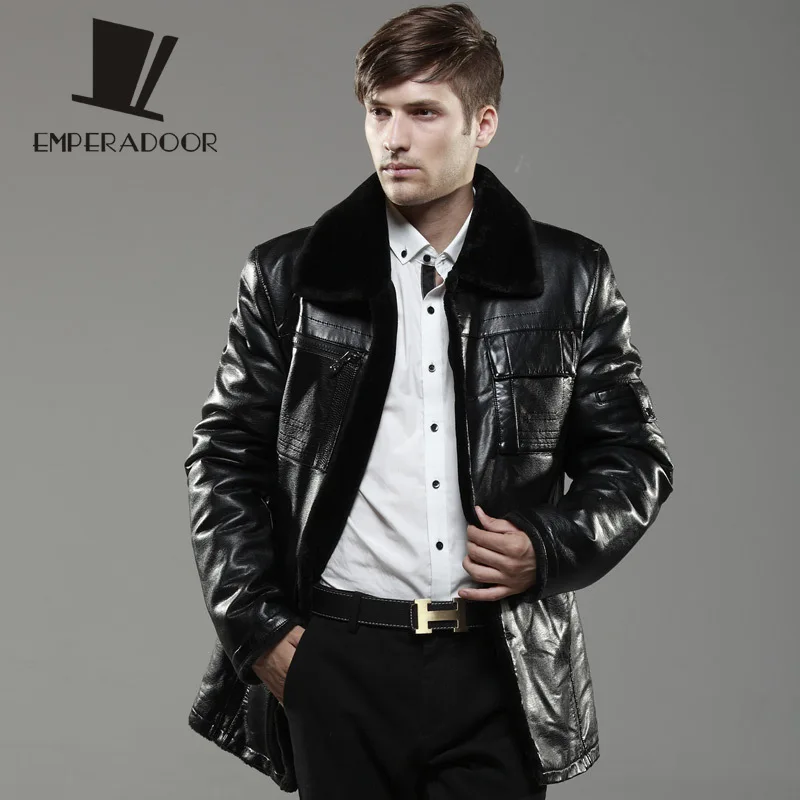 New 2017 Autumn and Winter Men's Faux Leather Jacket Men Faux Fur Jackets Fashion Style Coat