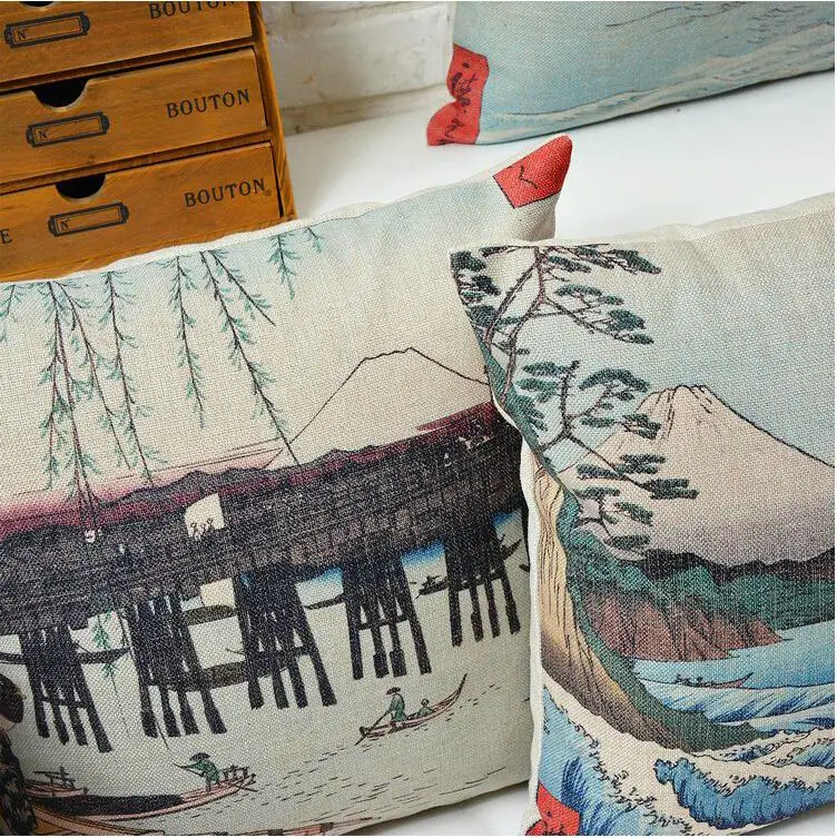 Японский креативный художественный узор Ukiyo e крепление Fuji свежая хлопковая
