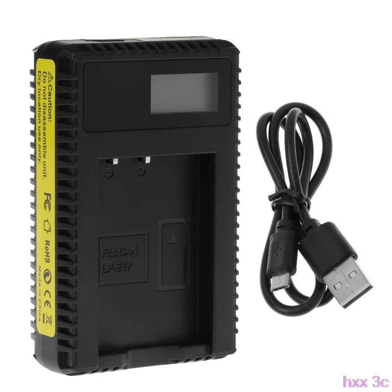

New Portable LCD Display Single Slot Battery Charger LP-E17 With USB Cable Universal