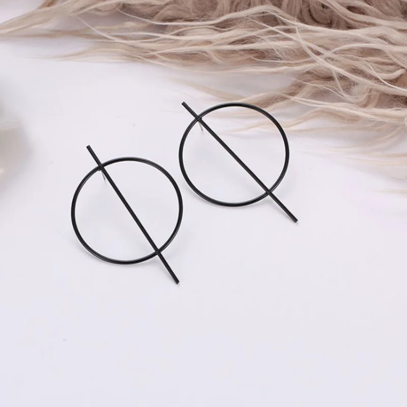 Преувеличенные большие круглые геометрические серьги-гвоздики 3 цвета простые серьги из сплава для женщин модные ювелирные изделия подарок