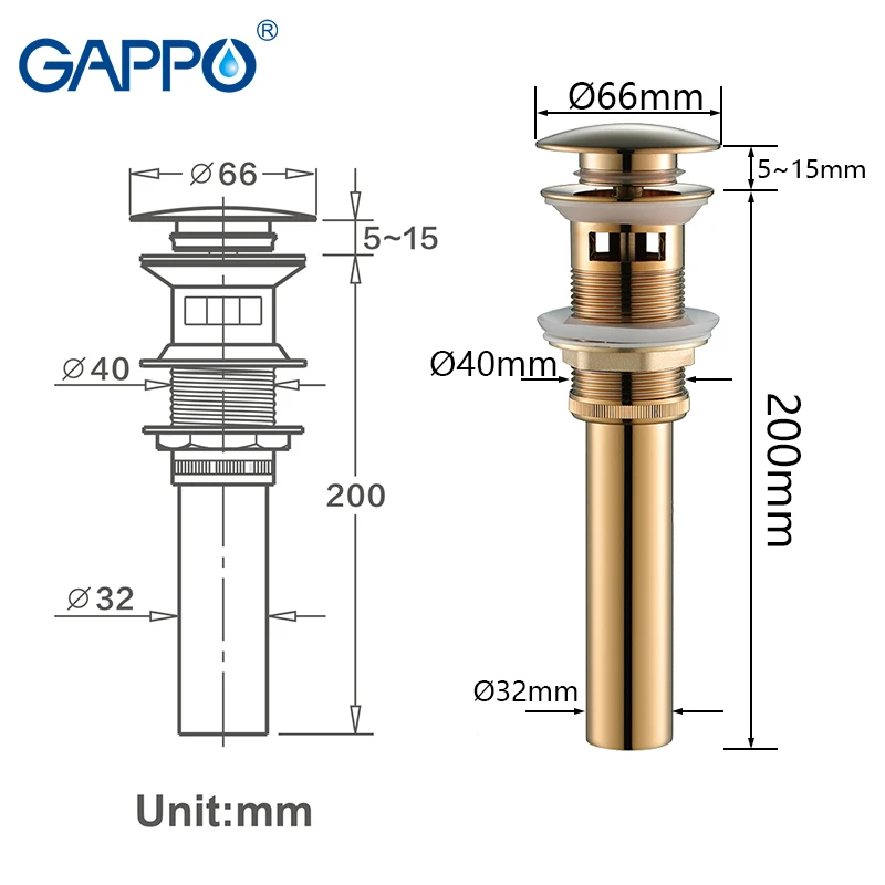 GAPPO Drains Anti-odor bathroom basin drains shower sink drains chrome plugs pop up shower drain stoppers