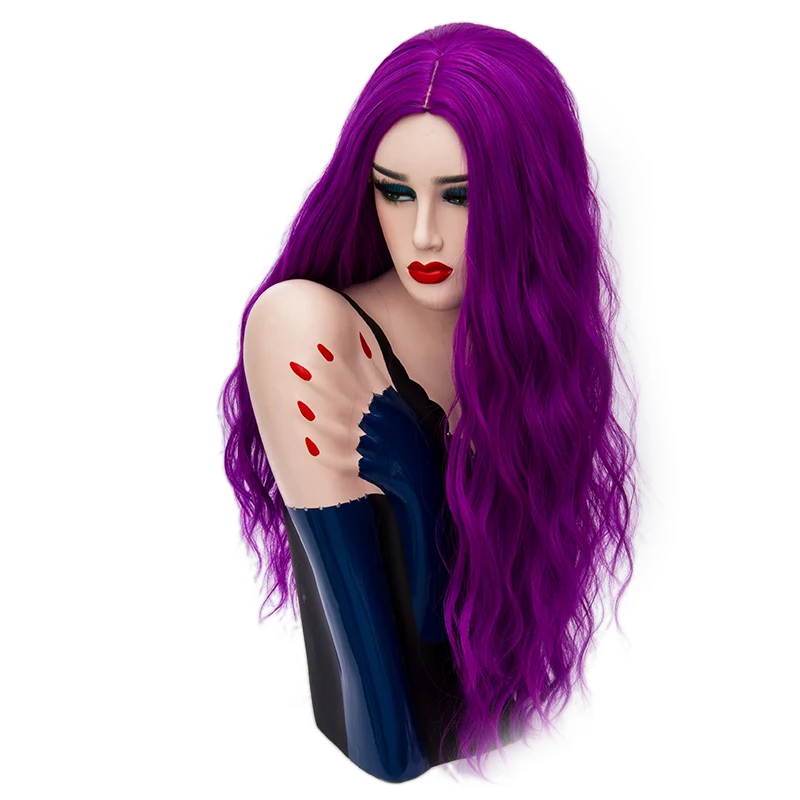 Yiyaobess 70 cm largo ondulado peluca púrpura Cosplay sintético Rosa verde pelucas de pelo Natural para mujeres de alta temperatura de fibra 29 colores Yiyaobess 70 cm largo ondulado peluca púrpura Cosplay sintético Rosa verde pelucas de pelo Natural para mujeres de alta temperatura de fibra 29 colores