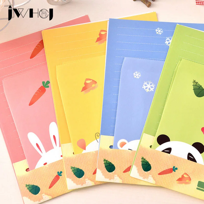 Kawaii 12 с буквами на листе бумаги + 6 шт конвертов мультфильм животных письмо pad