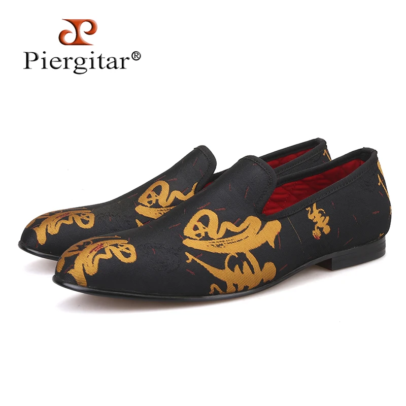 Piergitar new style Handmade Men Abstract paintings shoes Fashion smoking slippers Prom and Banquet men loafers men's flats | Обувь