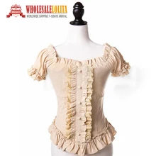Victorian Romantic Gothic Steampunk Punk Puff Sleeve Ruched Blouse Top Shirt Halloween Costume