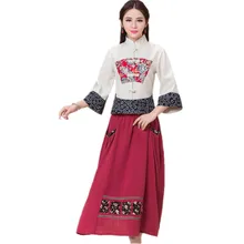 Новое качество Лето Для женщин свободная талия юбка Стиль Винтаж бренд feminina двойной хлопок ретро национальной юбка носит Повседневная одежда