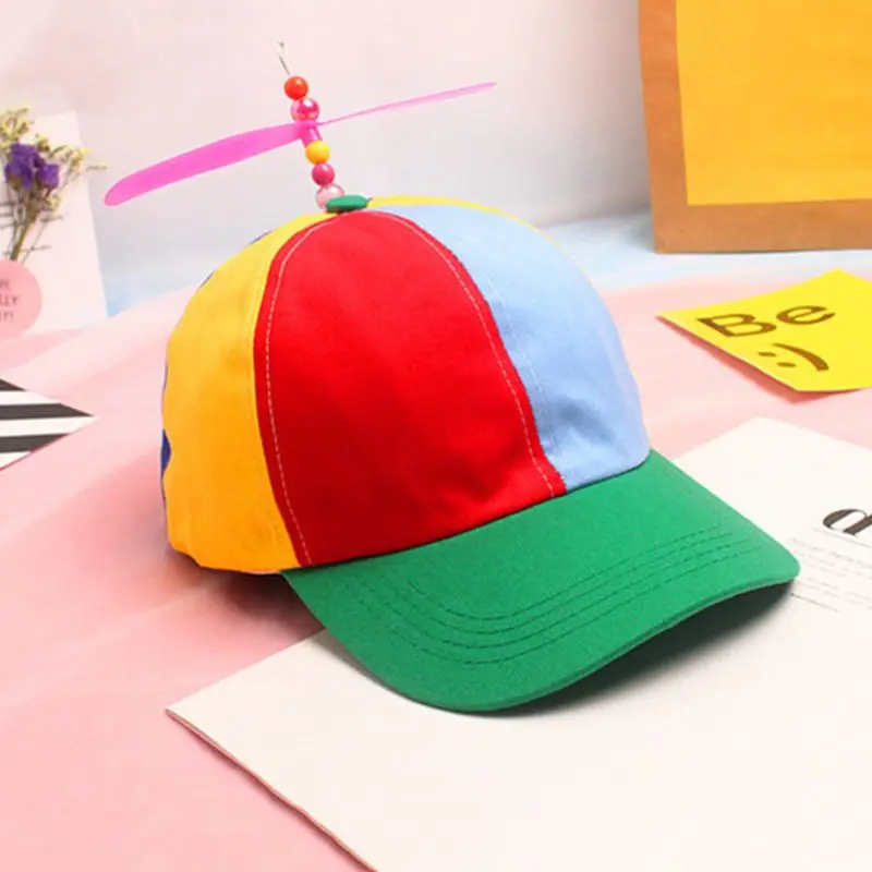 Летняя кепка с пропеллером для взрослых и детей, разноцветные Лоскутные вечерние кепки со стрекозой и бисером для косплея, Регулируемая Кепка для папы