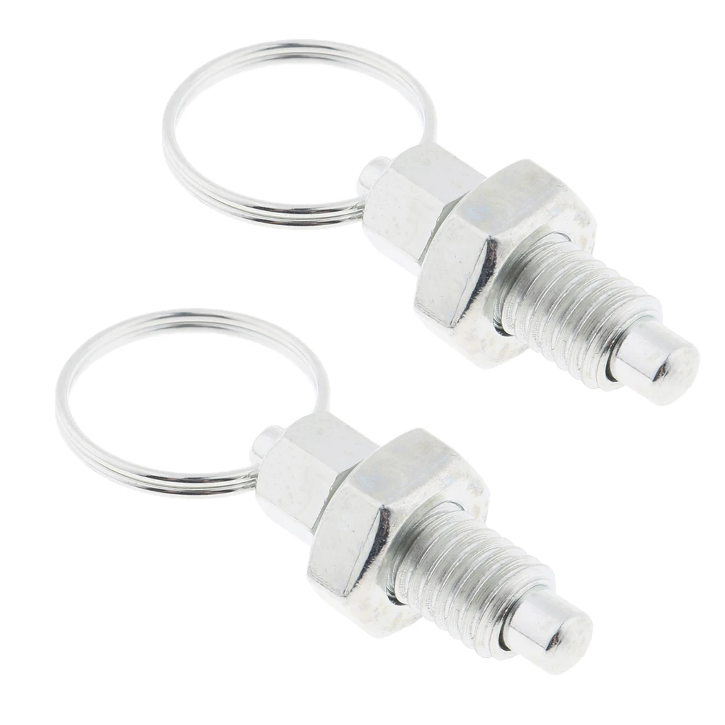2Pcs Stainless Steel Non Lock-Out Indexing Plunger With Pull Ring M8