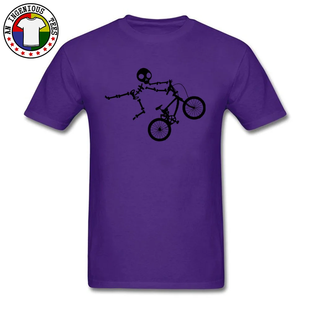 Latest Skeleton-BMX-Cycle Custom Short Sleeve T-Shirt Fall O Neck Pure Cotton T Shirt for Men T-shirts Leisure Skeleton-BMX-Cycle purple