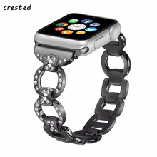 CRESTED diamond For Apple Watch band Strap 3 42mm/38mm iwatch series 3/2/1 Stainless Steel link Bracelet wristband metal Buckle