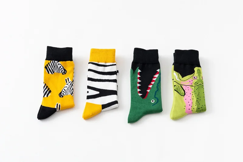 Модные мужские счастливые носки в европейском и американском стиле, классные носки из хлопка для влюбленных, креативные Мультяшные носки с